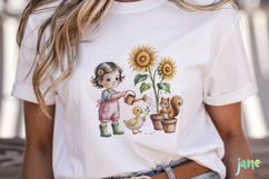 Sunflower Garden Girl PNG Product Image 2