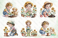 Sunflower Garden Girl Clipart Bundle Product Image 6