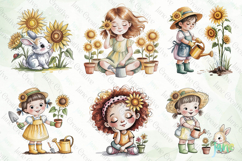 Sunflower Garden Girl Clipart Bundle Product Image 8