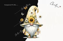 Watercolor Sunflower Gnome PNG | Spring PNG Product Image 2