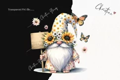 Watercolor Sunflower Gnome PNG | Spring PNG Product Image 2