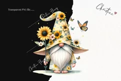 Watercolor Sunflower Gnome PNG | Spring PNG Product Image 2