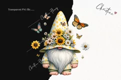 Watercolor Sunflower Gnome PNG | Spring PNG Product Image 2