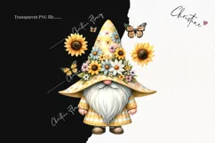 Watercolor Sunflower Gnome PNG | Spring PNG Product Image 2