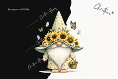 Watercolor Sunflower Gnome PNG | Spring PNG Product Image 2