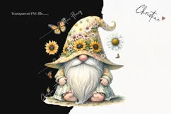 Watercolor Sunflower Gnome PNG | Spring PNG Product Image 2