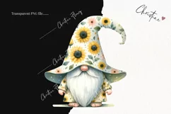 Watercolor Sunflower Gnome PNG | Spring PNG Product Image 2