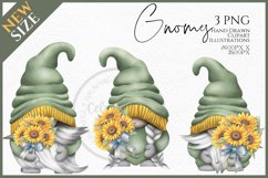 Sunflower Gnomes Watercolour Clipart PNG Product Image 1