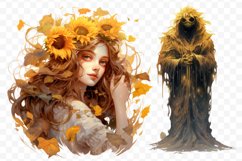 Halloween Sunflower Clipart Bundle, Set of 26 Sunflower Png Product Image 4