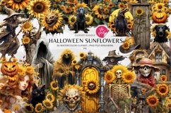 Halloween Sunflower Clipart Bundle, Set of 26 Sunflower Png Product Image 1