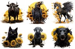 Halloween Sunflower Clipart Bundle, Set of 26 Sunflower Png Product Image 9