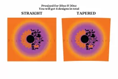 sunflower halloween skinny tumbler sublimation wrap with high resolution 300 DPI and transparant background perfect for 20oz and 30oz skinny tumbler