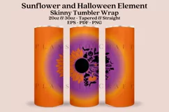 sunflower halloween skinny tumbler sublimation wrap with high resolution 300 DPI and transparant background perfect for 20oz and 30oz skinny tumbler