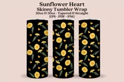 sunflower heart skinny tumbler sublimation design for 20oz and 30oz skinny tumbler sublimation wrap