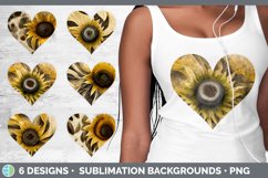 Bundle of six Sunflower hearts clipart.