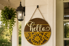 Summer Sunflower Hello Welcome Sign SVG | Door Hanger laser Product Image 3