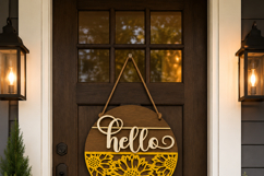 Summer Sunflower Hello Welcome Sign SVG | Door Hanger laser Product Image 4