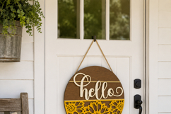 Summer Sunflower Hello Welcome Sign SVG | Door Hanger laser Product Image 5