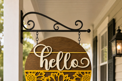 Summer Sunflower Hello Welcome Sign SVG | Door Hanger laser Product Image 7