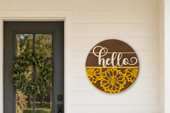 Summer Sunflower Hello Welcome Sign SVG | Door Hanger laser Product Image 9