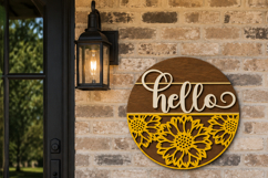 Summer Sunflower Hello Welcome Sign SVG | Door Hanger laser Product Image 10