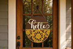 Summer Sunflower Hello Welcome Sign SVG | Door Hanger laser Product Image 11