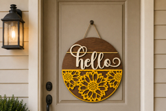 Summer Sunflower Hello Welcome Sign SVG | Door Hanger laser Product Image 12