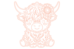 Sunflower Highland Cow Keyring Laser Cut SVG Product Image 2