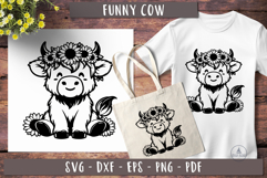 Sunflower highland cow svg Cute Highland cow with flowers