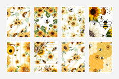 Seamless Sunflower Honey Bee Digital Paper Product Image 2