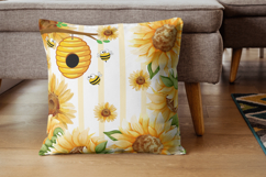 Seamless Sunflower Honey Bee Digital Paper Product Image 3