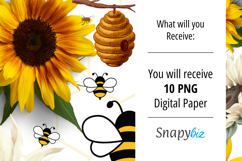 Seamless Sunflower Honey Bee Digital Paper Product Image 5