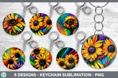 Bundle of six Sunflower keychain sublimation designs.