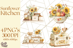 Farmhouse Sunflower Kitchen Clipart, Sunflower Kitchen Png Product Image 1