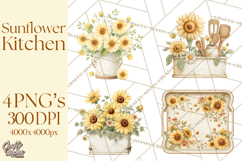 Farmhouse Sunflower Kitchen Clipart, Sunflower Kitchen Png Product Image 1