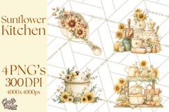 Farmhouse Sunflower Kitchen Clipart, Sunflower Kitchen Png Product Image 1