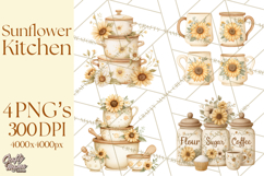 Farmhouse Sunflower Kitchen Clipart, Sunflower Kitchen Png Product Image 1