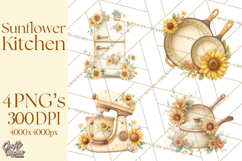 Farmhouse Sunflower Kitchen Clipart, Sunflower Kitchen Png Product Image 1