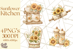 Farmhouse Sunflower Kitchen Clipart, Sunflower Kitchen Png Product Image 1