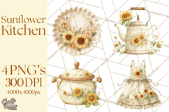 Farmhouse Sunflower Kitchen Clipart, Sunflower Kitchen Png Product Image 1