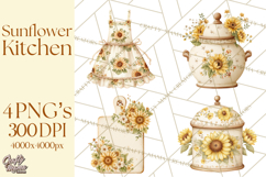 Farmhouse Sunflower Kitchen Clipart, Sunflower Kitchen Png Product Image 1