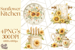 Farmhouse Sunflower Kitchen Clipart, Sunflower Kitchen Png Product Image 1
