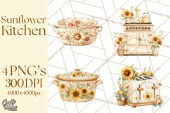 Farmhouse Sunflower Kitchen Clipart, Sunflower Kitchen Png Product Image 1