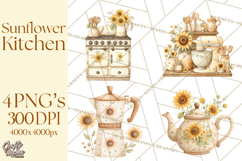 Farmhouse Sunflower Kitchen Clipart, Sunflower Kitchen Png Product Image 1