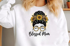 Sunflower Leopard Messy Bun Mom PNG Product Image 2