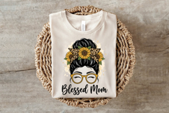 Sunflower Leopard Messy Bun Mom PNG Product Image 3