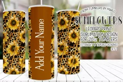 Sunflower Tumbler, Leopard Print Tumbler, Add Your Name Product Image 1