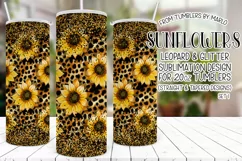 Sunflower Tumbler, Leopard Print Tumbler, Glitter Animal s1 Product Image 1