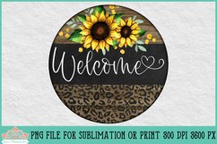 Sunflower Leopard Welcome Sign Round Farmhouse Sublimation