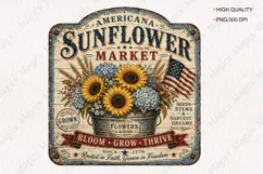 Sunflower Market Americana Vintage Sign PNG Product Image 1